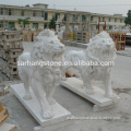 outdoor marble stone lion sculpture